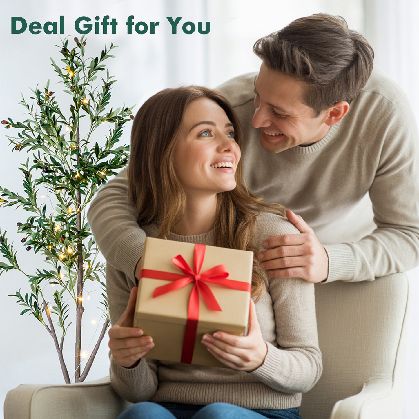 Olive Trees Artificial Indoor, 6FT Tall Faux Olive Tree with Lights Moss and Planter, Artificial Plants Indoor with Natural Wood Trunk and Lifelike Fruits, Fake Tree for Home Office Living Room Decor