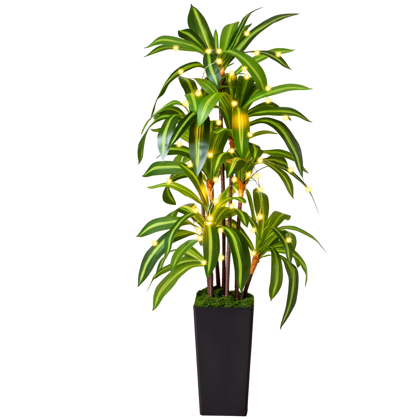 Artificial Dracaena Tree Indoor, 5Ft Faux Plants Indoor with Black Tall Planter - Faux Yucca Tall Fake Floor Plant in Pot - Artificial Plant for Home Office Living Room Decor Indoor
