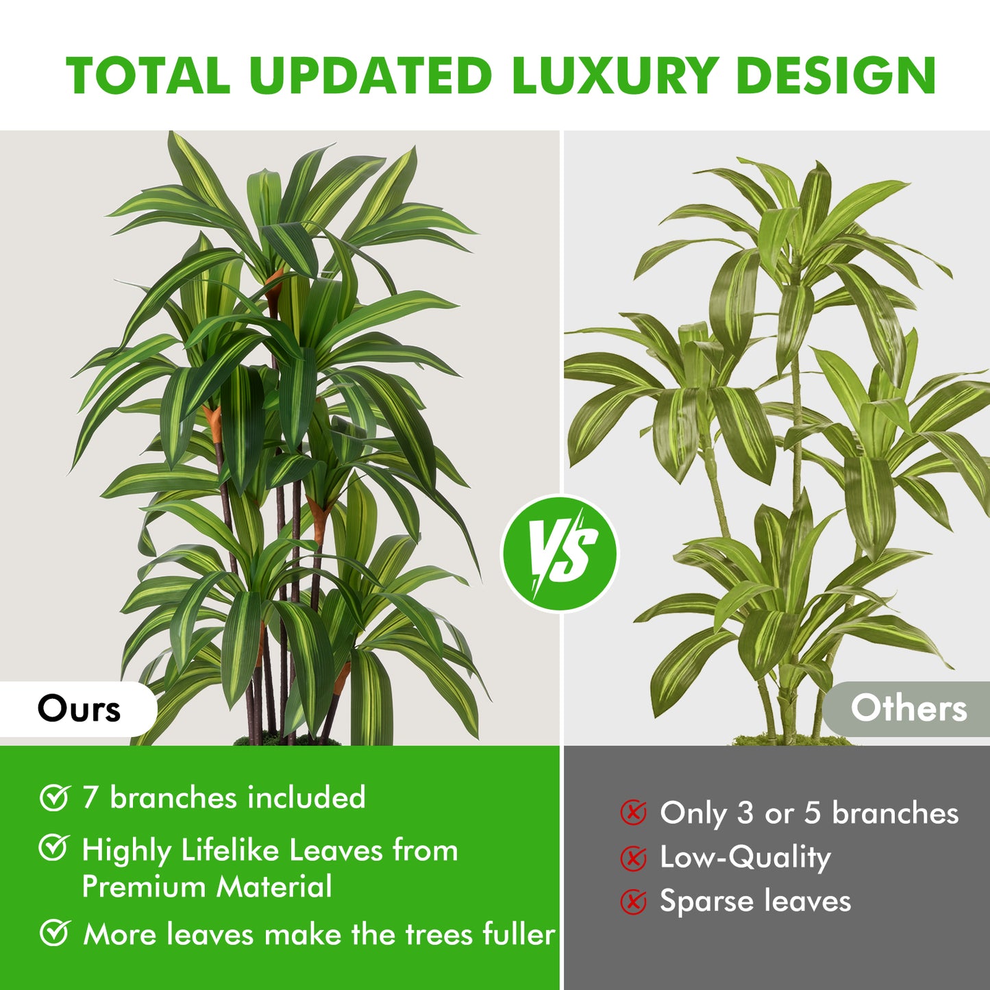 Artificial Dracaena Tree Indoor, 5Ft Faux Plants Indoor with Black Tall Planter - Faux Yucca Tall Fake Floor Plant in Pot - Artificial Plant for Home Office Living Room Decor Indoor