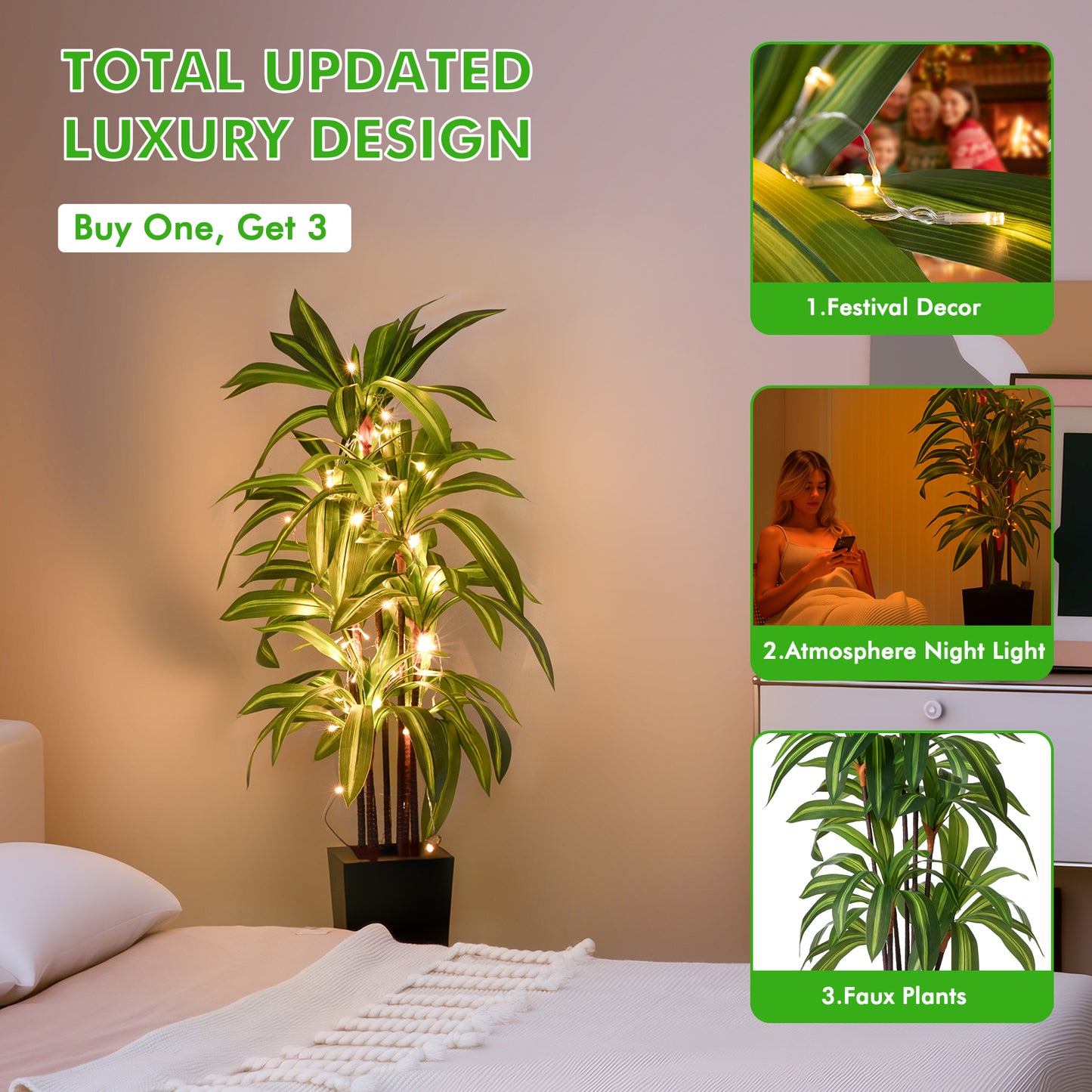 Artificial Dracaena Tree Indoor, 5Ft Faux Plants Indoor with Black Tall Planter - Faux Yucca Tall Fake Floor Plant in Pot - Artificial Plant for Home Office Living Room Decor Indoor