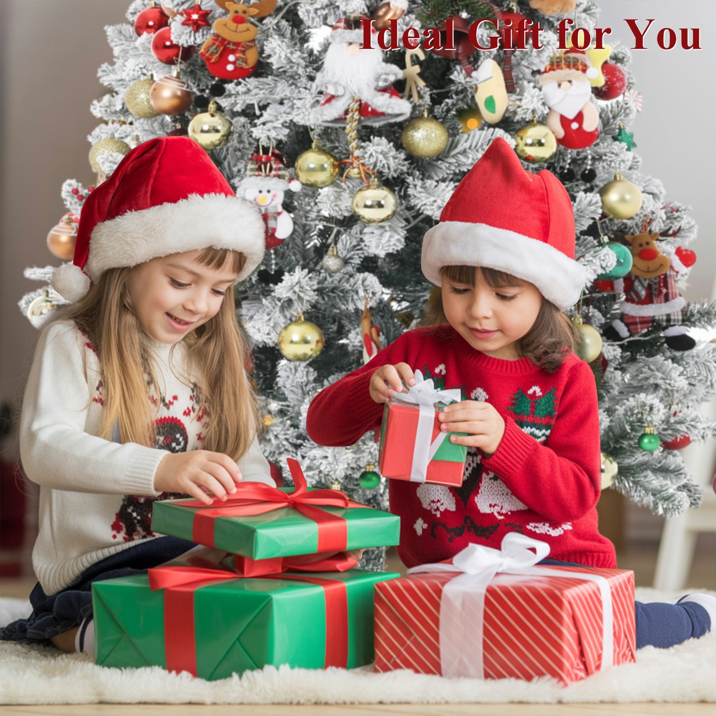 Christmas Tree, 6Ft/1.8M Artificial Christmas Trees with Lights, Snow Flocked Xmas Tree with Foldable Stand Hinged for Home Indoor Decor