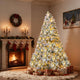 Christmas Tree, 6Ft/1.8M Artificial Christmas Trees with Lights, Snow Flocked Xmas Tree with Foldable Stand Hinged for Home Indoor Decor