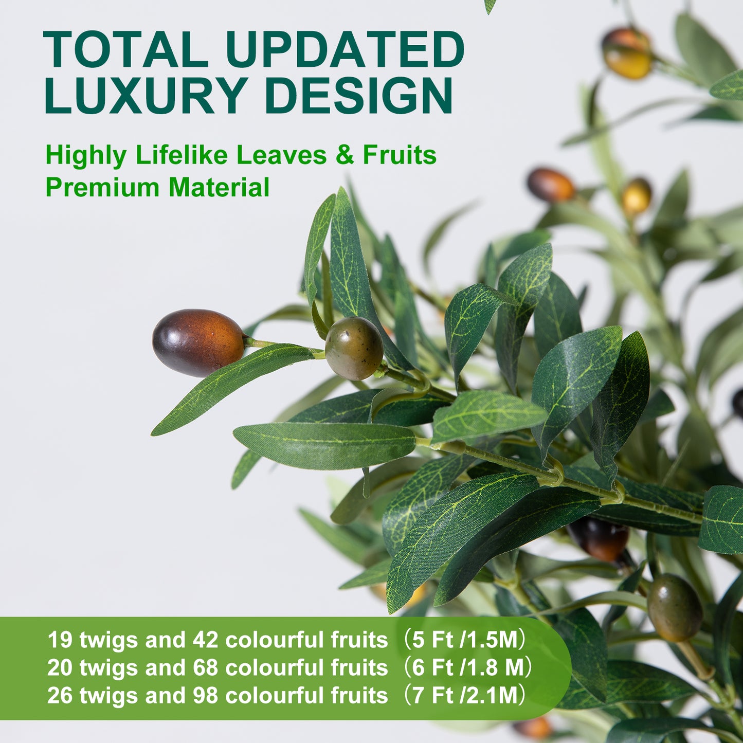 Olive Trees Artificial Indoor, 6FT Tall Faux Olive Tree with Lights Moss and Planter, Artificial Plants Indoor with Natural Wood Trunk and Lifelike Fruits, Fake Tree for Home Office Living Room Decor