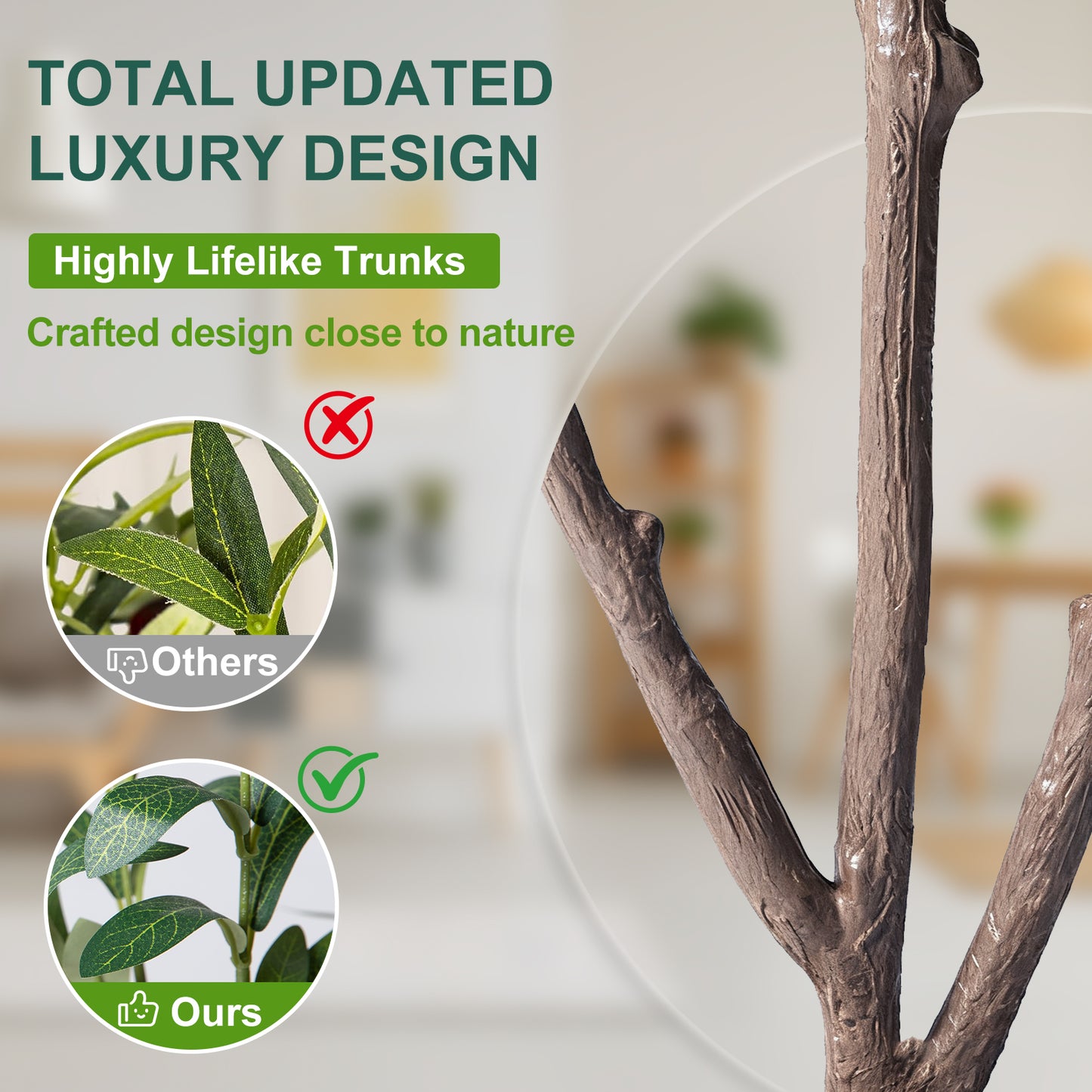 Olive Trees Artificial Indoor, 6FT Tall Faux Olive Tree with Lights Moss and Planter, Artificial Plants Indoor with Natural Wood Trunk and Lifelike Fruits, Fake Tree for Home Office Living Room Decor